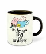 Whats Your Kick - Tea & Reading Inspired Designer Printed Black Ceramic Coffee| Milk Mug - Gift for Reader, Teacher, Bookaholic (D4)