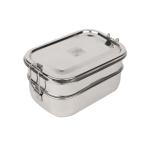 JVL Silver Stainless Steel Small Size Rectangle Double Layer Tiffin With Inner Plate
