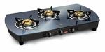 Padmini Gas Stove 3 Burner CS 3GT Silvo Auto Ignition ISI Certified (2 Big, 1 Small Burner)