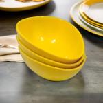 INPRO Melamine Snacks Bowl Pack of 3 in Yellow Perfect for individual Serving, Lightweight Bowl Set for Small Parties.