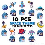 Zyozique Outer Space Cupcake Toppers Planet Birthday Party Supplies ( Pack Of 10 )
