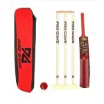 Pro Game Kids Cricket Set - 1 Bat 3 Wickets 1 Base 1 Ball 2 Bails 1 Kit Bag Cricket Kit (Size 1 For 5-8Yr )
