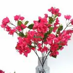 SATYAM KRAFT 1 Pcs Artificial Bougainvillea Glabra Fake Plant Flowers for Home, Room, Office, Bedroom, Balcony, Living Room, Table Decoration, Plants and Craft Items Corner (Without Vase Pot) (Pink)