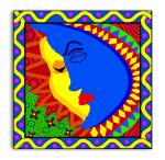 Tamatina Multicolor Madhubani Art Shiva Parvati Traditional Unframed Art Canvas Painting-13X13 Inch