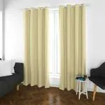 Parda Online Beige Blackout Fabric Solid Eyelet Plain Window Curtain, 9ft (Pack of 4)