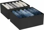 SH NASIMA Wardrobe Clothes Organizer, 6 Grids Skirts, T-shirts, Jeans ( Black) Pack of 2