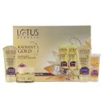 Lotus Herbals Radiant Gold Cellular Glow 5 in 1 Facial Kit | With 24K Gold leaves | For Skin Glow | All Skin Types | 170g