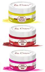La Casa Premium Edible Lustre Dust - RED+ PINK+ YELLOW| Pack of 3|