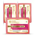 Khadi Organique Rose Geranium Soap | Natural Herbal Handmade Bathing Soap | Khadi Soap | Pack of 3