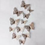 JAAMSO ROYALS Golden 3D Butterfly Decorative Self Adhesive Kids Room Décor Vinyl Wall Sticker ( 13 CM X 13 CM , Pack of 12)