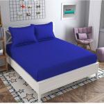 GBL COLLECTION HOME 144 TC Microfiber Double Striped Fitted (Elastic) Bedsheet (Pack of 1, ROYAL BLUE)