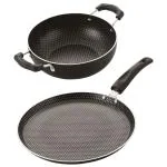 NIRLON Polka Dot Polka Dot Non Induction Base Non-Stick Aluminium Pots and Pan Set, 2 pcs