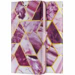 ClickCase Marble Series Faux Leather Back Case Card Holder Wallet with Magnetic Closure Flip Cover For Sasmsung Galaxy F54 5G (Wine Purple)