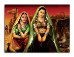 Tamatina Multicolor Rajasthani Indian Village Women Traditional Art Canvas Painting - 24X18 Inch