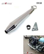 Allextreme EX063 Reverse Cone Silencer Exhaust with Glasswool Compatible for BS3 and BS4 Model Royal Enfield Bullet 350cc and 500cc (Chrome)