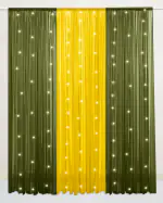 SpecialYou.in 7 Items Green & Yellow Chiffon Like Fabric with Fairy LED Light for Haldi, Mehndi, Wedding, Home Backdrop Party Decoration
