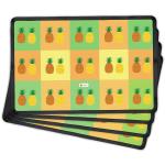 Indigifts Quirky Table Mats Pineapple Fruits on Colorful Checkered Background Multi Table mats Set of 4 - Funky Gifts for Family, Friends, Place Mat