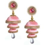 SANJ JEWELRY FASHION Sanj Big Three Step Silk Thread Earrings Jhumki For Women Hook Dangle Silk Dori Jhumka Earrings For Girls Beads Earring Set