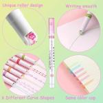 SCHOLAZS Linear Roller Color Pens Highlighters with 6 Different Curve Shapes Designer Roller Curve Highlighter Pens For Study Highlighter Pens