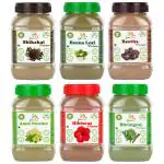 Glow Lush Herbal Hair Pack of Amla,Hibiscus,Shikaka,Retha,Bhringraj,Henna Powder(50gm Each)