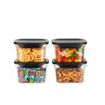 IMPOTECH Black Plastic Airtight Square Unbreakable Classic kitket Storage Container Set - Pack Of 4