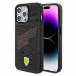CG MOBILE SAS Ferrari iPhone 15 Pro Case [Official Licensed] PU Leather Case | Perforated Holes with Big SF Logo Protective Case/Cover Designed for iPhone 15 Pro (6.1-Inch) 2023 - Black