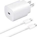 OCTRIX 25 W 3 A Mobile Samsung Galaxy 25W Wall Charger Super Fast Charging Adapter [White] Charger with Detachable Cable (for Galaxy M51/M42/F23/M53/M52/M33/ S10/A80/A70/N10/N20/S20/S21/S22Series, Cable Included)