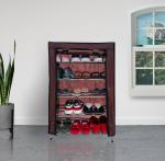 ROBMOB Heavy Duty Metal Shoe Storage Rack for Home, Shoe Cabinet, 5-Tier, Brown