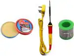 Fadman Yellow Beginner Basic Soldering Iron Kit, Soldering Flux, Solder Wire, Yellow Soldering Iron (Set Of 3)