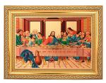 BM TRADERS Golden Foil Photo of Jesus Last Supper in Golden Frame