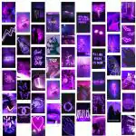 Kitty Cat - Neon Purple Collage Kit for Room Decor | Set of 30 Aesthetic Posters | 300 GSM Water Resistant Paper | Size 4x6 Inch | Unframed | Comes With Double Sided Tissue Tape Roll.