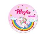 Ashvah Multicolour Engineered Wood Unicorn Customizable Fridge Sticker Magnet-Gift On Happy Birthday For Friend, Daughter, Name-Megha