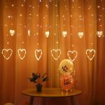 The Purple Tree Love Heart LED Light Curtain String Lights with 8 Flashing Modes for Diwali Home Decoration (2.5 m , 6+6 Hearts, 138 LED) Romantic Decoration , Diwali Lights , Wedding Lights