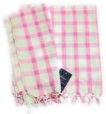 Shishir Bamboo Pink, White Checkered Single Throw For Ac Room