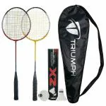 TRIUMPH Badminton Racquet, TRIUMPH Magic Badminton Racket Set- 2 Pc Badminton Racket with 10 Pc TRIUMPH ZX Feather Shuttlecock and Full Racket Cover to Carry Both Rackets, Perfect for Adults