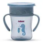 Adore Magic 360 Spoutless Sipper Cup with Handle |Baby Water Bottle for 6 to 12 Month Baby | Anti Spill Water Sipper Straw Cup for Kids | Spout Sipper for Baby for Baby & Toddlers (250ml, Blue)