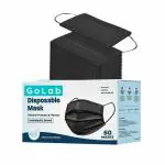 GoLab Surgicals Disposable 3 Layer Surgical Face Mask with Adjustable Nose Pin, soft Ear loop, Melt Blown - SMMS Layer Fabric Masks for Unisex - Black (Pack of 50)