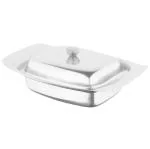 INDIGO Stainless Steel Butter Dish, Butter Pot, Butter Case 1 Set - 1 Top & 1 Tray Capacity - 500 g