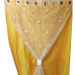 Jvin Fab Musturd, Ivory Silk Curtains (Set Of 2)