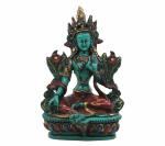 Idol Collections Multicolor Bonded Bronze Tibetan Buddhist Green Tara Statue Goddess, 6 Inch