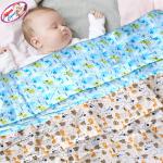 MOM CARES Yellow and Blue Cotton Reversible Comforter for Newborn Baby (0-5 Y)