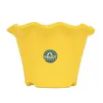 TrustBasket Plastic Yellow Blossom Tabletop Planter Pot for Home Decor 6 inch