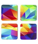 Whats Your Kick Pattern Design Colorful Craft Design Printed Set of 4 Coaster With Metal Stand