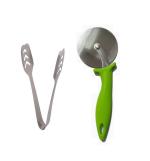 Blue Wonder Stainless Steel Momo Tong with Stainless Steel New Pizza Cutter and Multicolour, Pack of 2