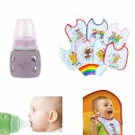 BBYARAJ 60 ML milk , water,feeding bottle for newborns  with  silicone grip cover and Sunday to Monday bibs for infants and toddlers.