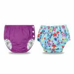 Chinmay Kids Combo of Baby Swim Diaper Waterproof Reusable Leakproof Adjustable Infant Pool Pant Boys Girls Swimsuit, Age Group - (4 months - 3 Years) | Purple Floral Print
