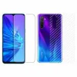 Kite Digital Oppo REALME 5/5S Back Screen Protective Film Carbon Fiber Skin Transparent Screen Guard Sticker & Premium Tempered Glass Screen Protector