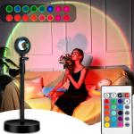 Desidiya Stainless Steel Sunset Lamp Projection: Romantic 16 Colors Changing Night Light With Remote For Family Atmosphere, Perfect For Adults, Children, Couples, Bedroom, Multicolor