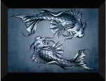 Saf Sanfk33409 Black Silver Fish Art Wall Décor Painting - 14 X 11 Inch (Pack Of 1)