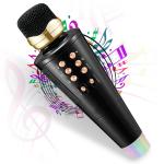 2 in1 Karaoke Microphone & Bluetooth Speaker with LED Light Wireless Connection Player with Recording + USB+FM
